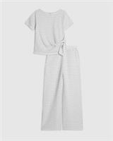 River Island Girls T-Shirt & Trousers Set Blue Stripe 2 Piece Short Sleeve