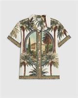 River Island Boys Shirt White Palm Print Short Sleeve Collared Button Top
