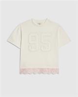 River Island Girls T-Shirt White Number Lace Trim Crew Neck T Shirt Tee Top
