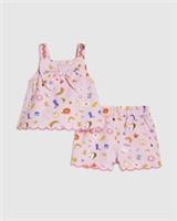 River Island Baby Girls Cami & Shorts Set Pink Icon Bow 2 Piece Sleeveless