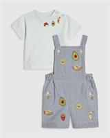 River Island Baby Boys Dungaree & T-Shirt Set Blue Stripe 2 Piece Abbie Rosie