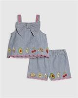 River Island Baby Girls Cami & Shorts Set Blue Stripe Bow Abbie Rosie Sleeveless
