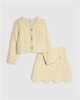 River Island Girls Jacket & Skirt Set Yellow Boucle 2 Piece Long Sleeve