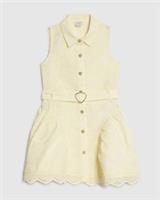 River Island Mini Girls Dress Pink Bow Lace Belted Collared Button Sleeveless