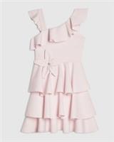 River Island Girls Dress Pink Asymmetric Tiered Floral Applique Sleeveless