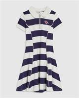 River Island Girls Dress Blue Stripe Polo Embroidered Graphic Short Sleeve