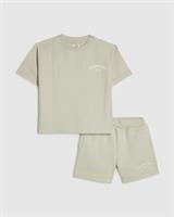 River Island Mini Boys T-Shirt & Shorts Set Grey Palais Dept 2 Piece Crew Neck
