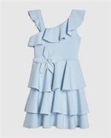 River Island Girls Dress Blue Asymmetric Tiered Floral Applique Sleeveless