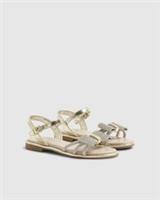 River Island Girls Sandals Gold Diamante Strappy Bow Slip On Open Toe Shoes