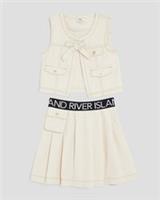 River Island Girls Gilet & Skirt Set Cream Round Neck 2 Piece Sleeveless