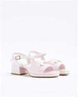 River Island Girls Sandals Pink Heart Trimmed Block Heeled Open Toe Shoes