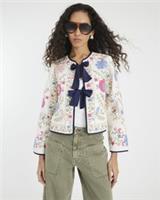 River Island Womens Jacket Cream Floral Embroidered Tie Front Outerwear Top - M Regular