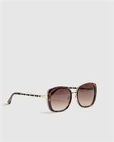 River Island Womens Sunglasses Tortoise Print Metal Glam Weave Tinted Lenses
