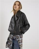 River Island Womens Jacket Black Faux Leather Double Breasted Outerwear Top - M Regular