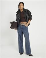 River Island Womens Straight Jeans Petite Blue Relaxed Trousers Pants Bottoms - 10 Extra Short Petites