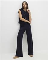 River Island Womens Waistcoat Navy Knitted Round Neck Sleeveless Outerwear Top - L Regular