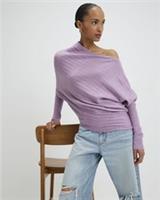 River Island Womens Jumper Purple Ribbed Off The Shoulder Sweater Pullover Top - M Regular
