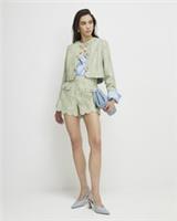 River Island Womens Scallop Jacket Trophy Green Boucle Button Outerwear Top - 14 Regular