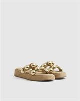River Island Womens Sandals Beige Studded Flatform Slip On Open Toe Shoes
