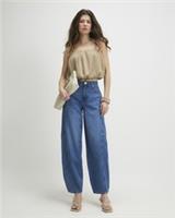 River Island Womens Barrel Jeans Blue Mid Rise Leg Zip Trousers Pants Bottoms - 12 Short Regular
