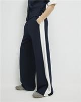 River Island Womens Wide Leg Trousers Navy Colour Blocked Stitch Pants Bottoms - L Regular