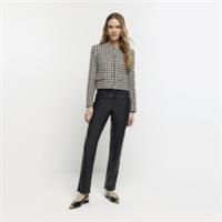 River Island Womens Straight Trousers Black Faux Leather 5 Pockets Pants Bottoms - 12 Regular
