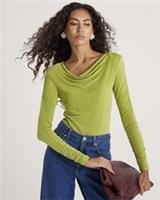 River Island Womens Bodysuit Green Ruched Long Sleeve Diamante Cowl Neck - 8 Regular