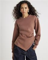 River Island Womens Sweatshirt Brown Long Sleeve Draped Crew Neck Pullover Top - XS Regular
