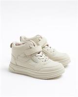 River Island Mini Boys Trainers Cream Casual High Top Side Zip Sneakers Shoes