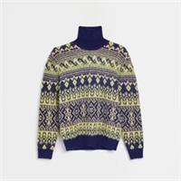 River Island Boys Jumper Blue Fairisle Turtle Neck Long Sleeve Sweater Top
