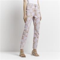 River Island Mom Jeans Womens Beige High Waisted Bum Sculpt Trousers Pants - 8 Petites