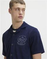 River Island Mens Tennis Shirt Navy Regular Fit Towel Short Sleeves Collared - M Regular