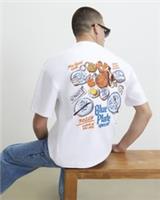 River Island Mens T-Shirt White Oversized Fit Blue Plate Short Sleeves Casual - S Regular