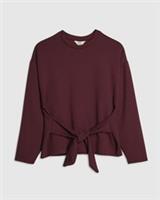River Island Womens Top Petite Red Tie Front Premium Long Sleeve Crew Neck - XS Petites