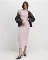 River Island Womens Midi Skirt Pink Cosy Elastic Waist Fitted Length Casual - M Regular