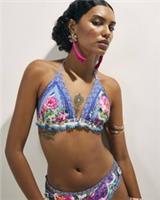 River Island Womens Bikini Top Purple Floral Crochet Del Maar Collection - 8 Regular