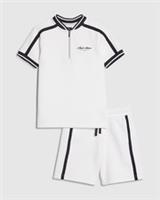 River Island Boys Polo Shirt Set White Baseball 2 Piece Pockets Short Sleeves