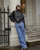 River Island Womens Wide Leg Jeans Blue Tie Front Pockets Casual Zip Button - 8 Tall