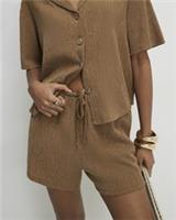 River Island Womens Shorts Beige Textured Drawstring Waist Pockets Pants Bottoms - S Regular
