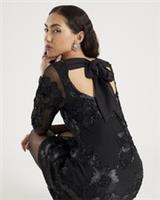 River Island Womens Mini Dress Black Long Sleeve Cornelli Round Neck Fitted - M Regular