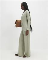 River Island Womens Trousers Green Wide Leg Knitted Ribbed Casual Bottoms - XS Regular