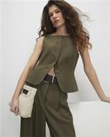 River Island Womens Waistcoat Green Fitted Sleeveless Round Neck Button - 6 Regular