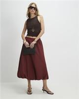 River Island Womens Midi Skirt Red Bubble Hem Elasticated Waist Bubble Hem - 8 Regular