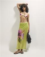 River Island Womens Maxi Skirt Green Hibiscus Print Elasticated Waist Printed - L Regular