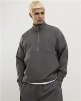 River Island Mens Sweatshirt Grey Corduroy Quarter Zip Funnel Long Sleeve - XS Regular