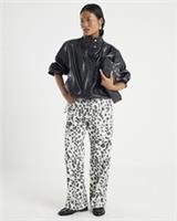 River Island Womens Straight Leg Jeans Petite White Leopard Print Pockets - 8 Petites