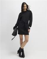 River Island Womens Sweatshirt Mini Dress Black Tie Front Long Sleeve Crew Neck - L Regular