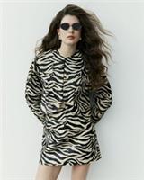River Island Womens Jacket Black Ri Studio Zebra Hair On Leather Cocoon Sleeve - L Regular