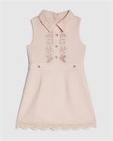River Island Mini Girls Pink Dress Lace Trim Collar Sleeveless Diamante