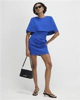 River Island Womens Mini Dress Blue Cape Detail Round Neck Zip Fastening - 6 Regular